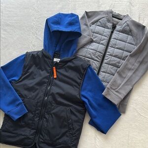 Old Navy Blue and Black Hooded Jacket with Gray Quilted Jacket